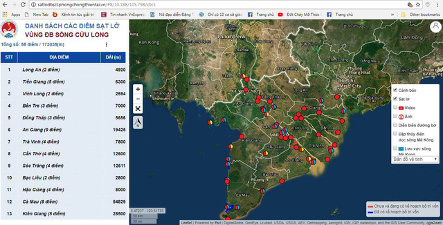 Ra mắt bản đồ theo dõi sạt lở ở Đồng bằng sông Cửu Long